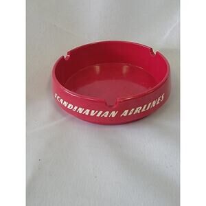 Vintage Scandinavian Airlines Red Ashtray Advertising Promotional Melamine